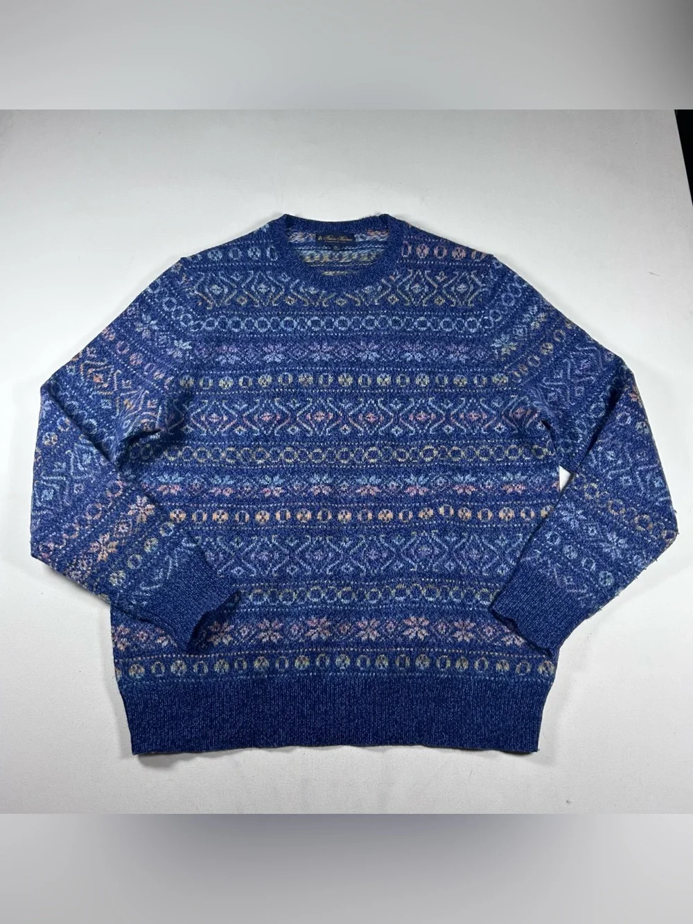 Brooks Brothers Mens XL Fair Isle Knit Crewneck Pullover Sweater 100% Wool